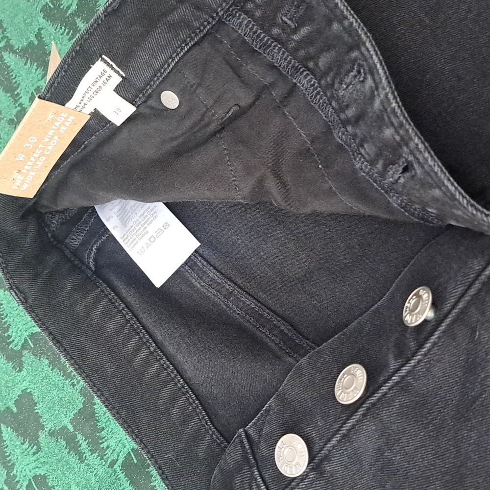 Madewell Nordstrom High Rise Black Jeans W30 Vintage New W/Tags Wide Leg Crop - Picture 6 of 6